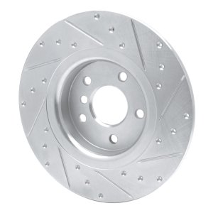 Jaguar XE Brake Rotor (1) - Rear Left - R1 Concepts - Drilled & Slotted - Silver - `17-`19